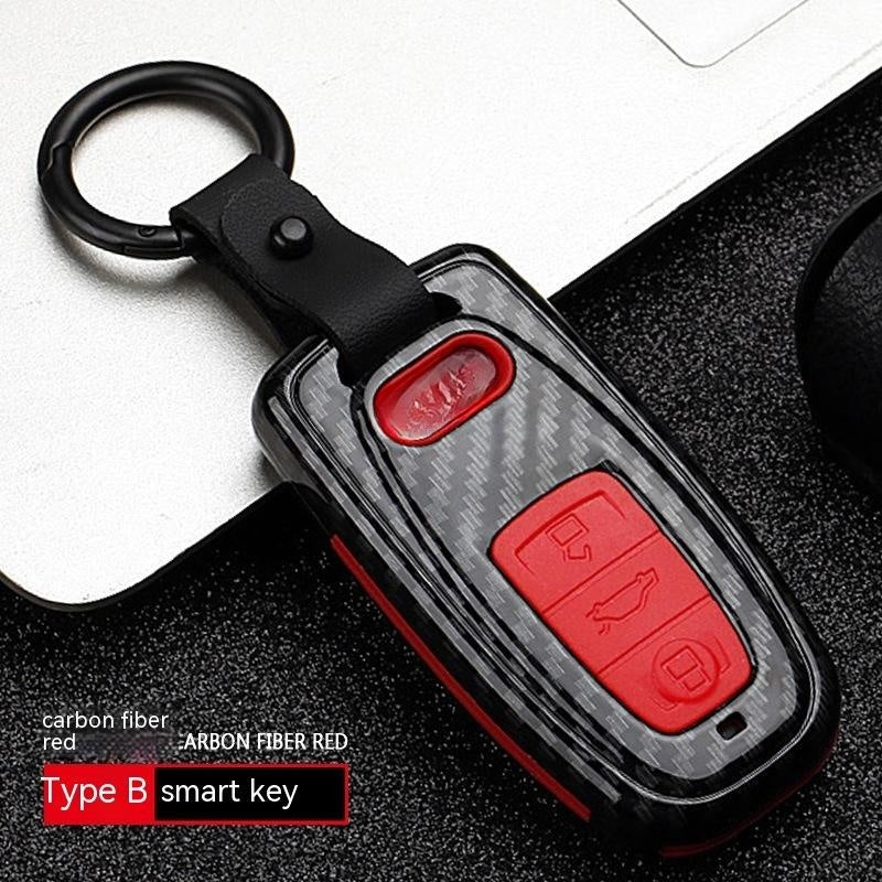 Automotive Carbon Fiber Silicone Key Cover Case Buckle