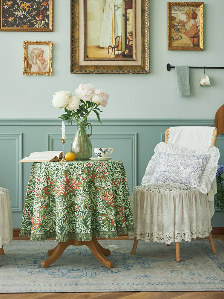 Fabric Linen Rectangular Vintage Tablecloth