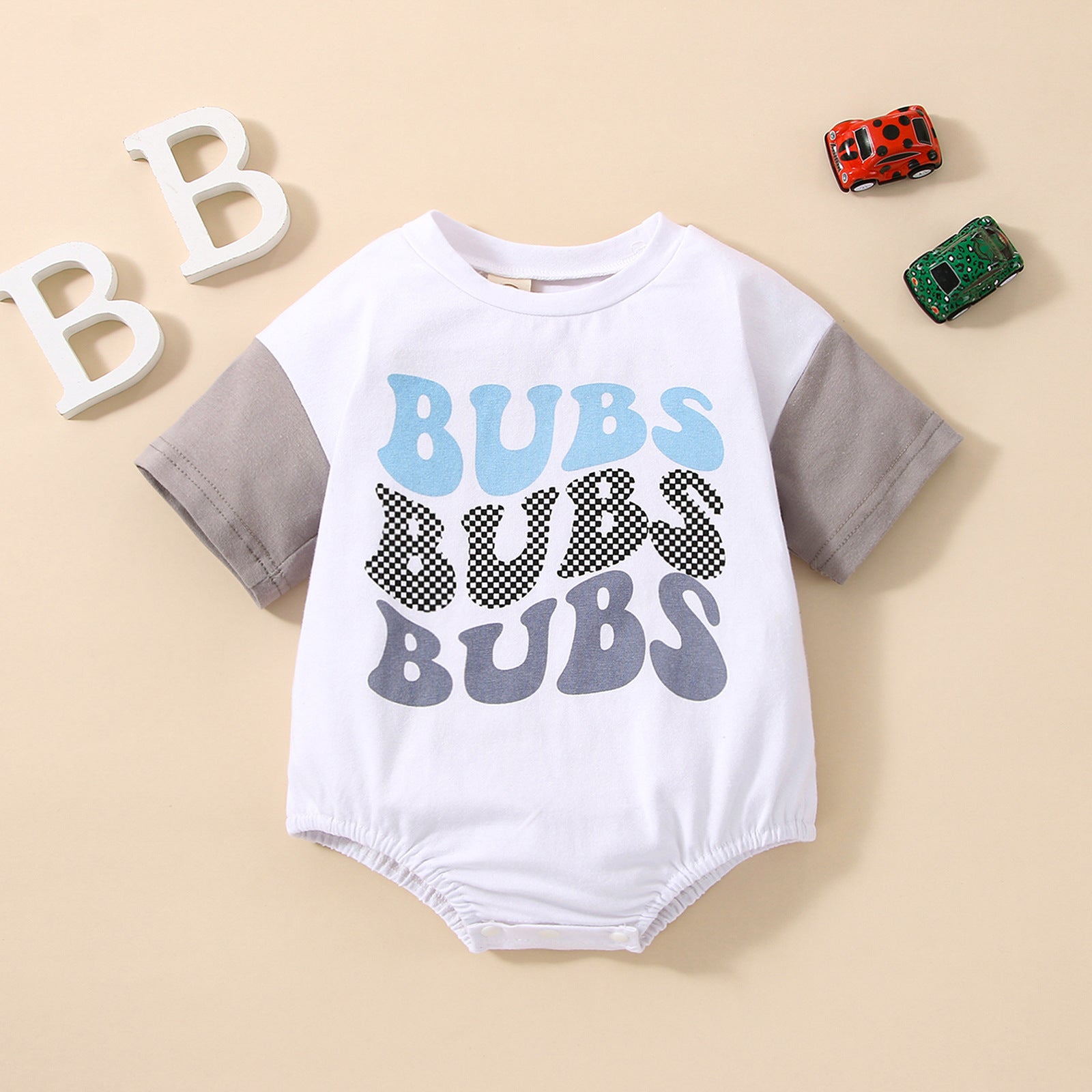 Letter Multicolor Printing Short Sleeve Rompers