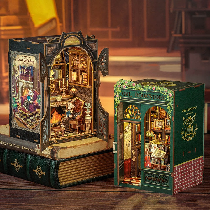 Owl Bookstore Diy Wooden 3d Stereo Hand-assembled Toys