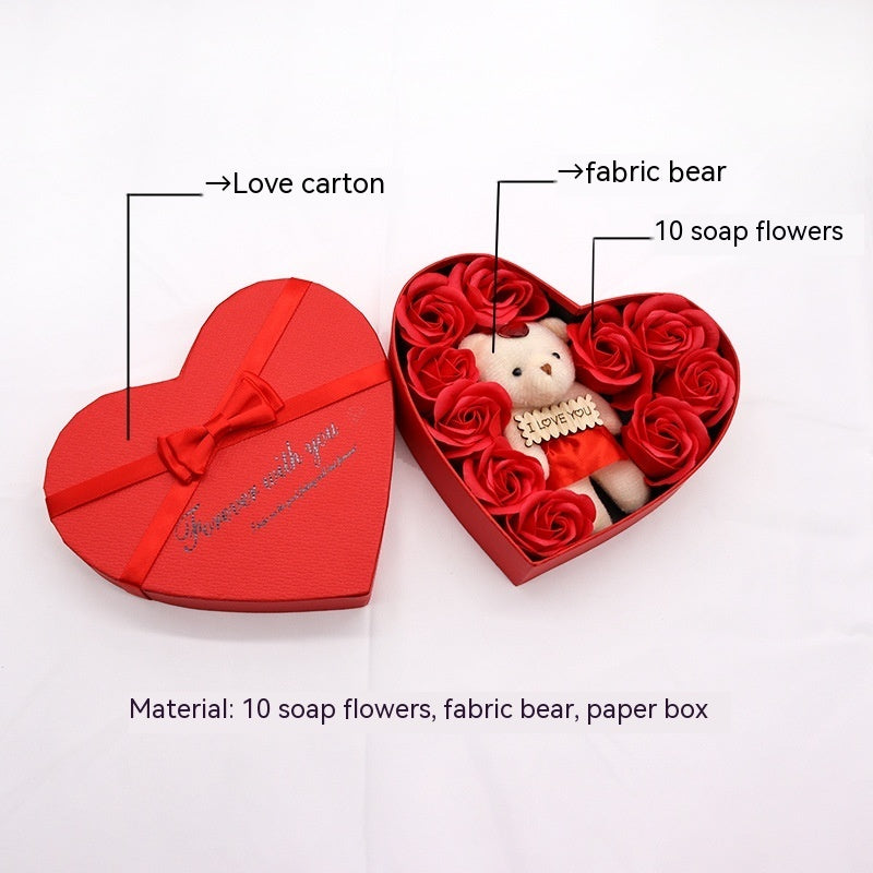 Boîte cadeau Cœur de Roses en Savon Saint-Valentin Fête des Mères