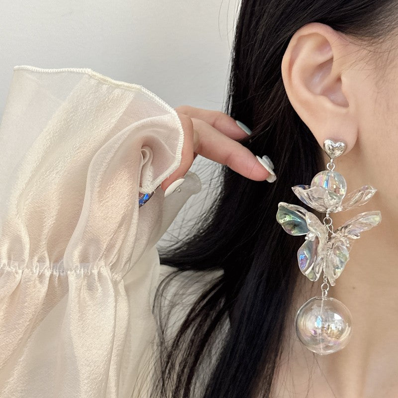 Boucles d'oreilles fleurs en cristal, mode exagérée