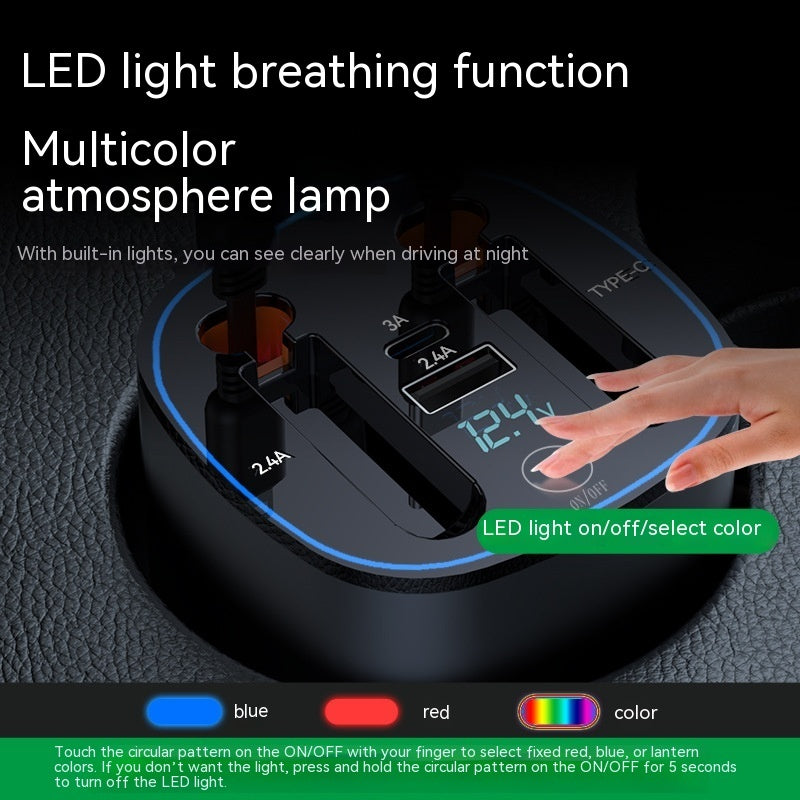 Cup Car Charger Comes With Two Telescopic Strip Line Odor Removing Bag