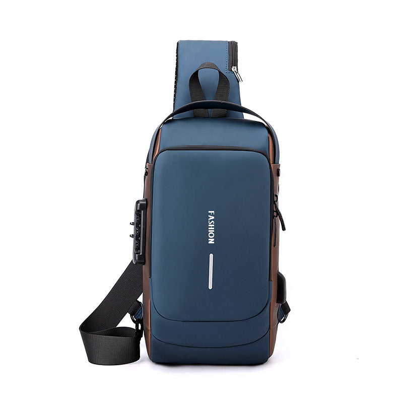Sac de poitrine diagonal antivol rechargeable de grande capacité avec mot de passe