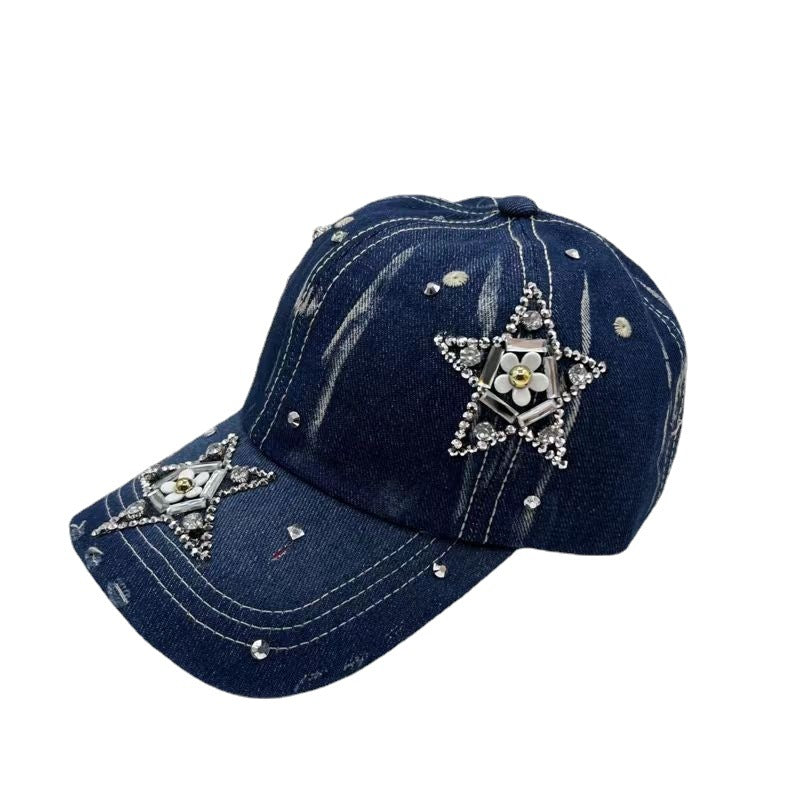 Summer Women's Peaked Cap Rhinestone Baseball Cap All-matching Sun-proof