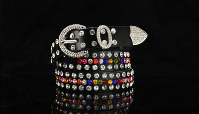 Ceinture en cuir pour femme ornée de strass