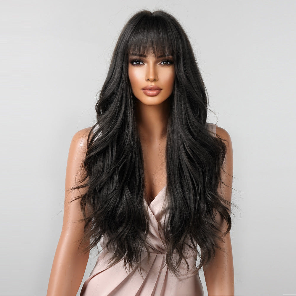 Wig Long Hair Natural Straight Bangs Big Wave
