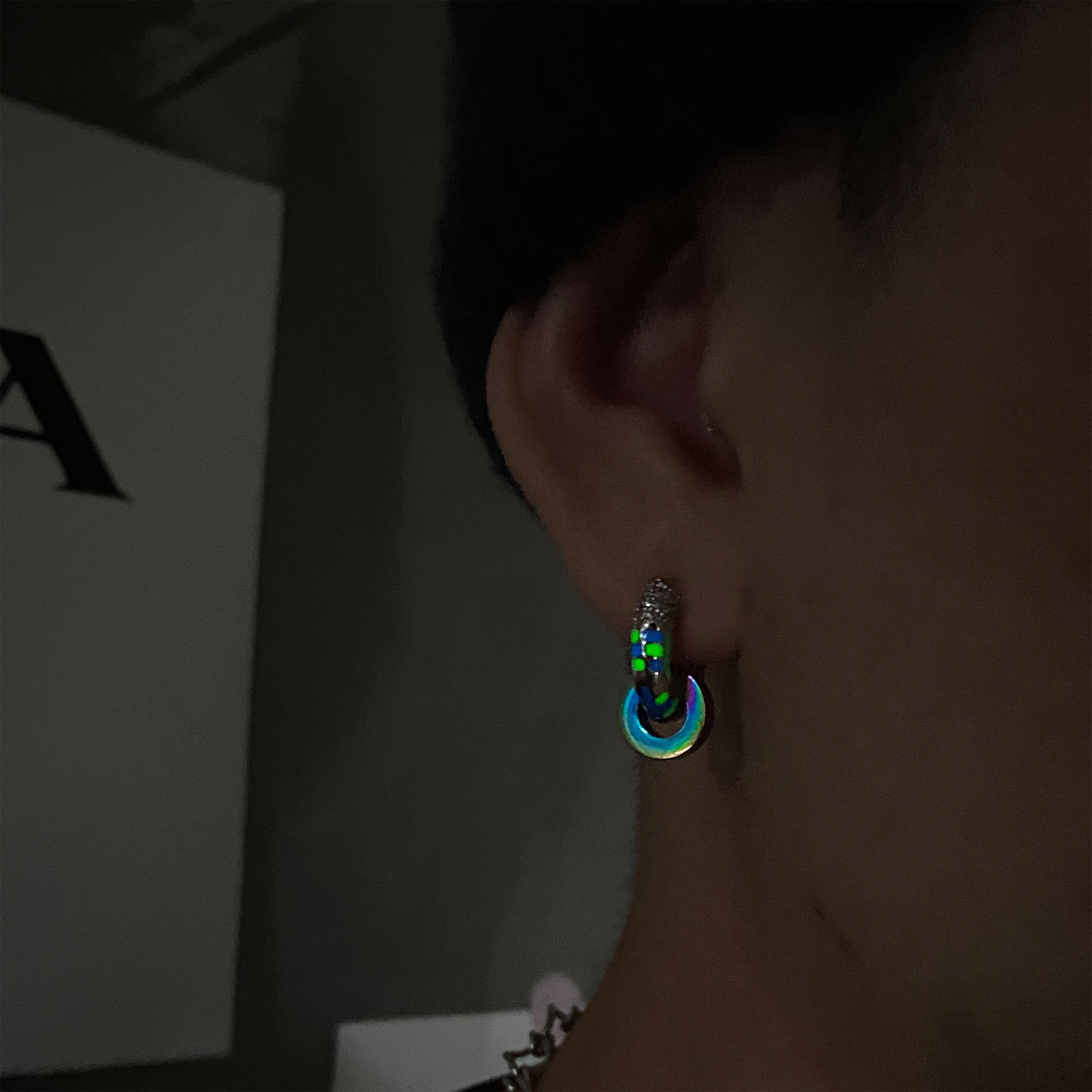 Punk Hip Hop Luminous Stud Earrings Small And Simple