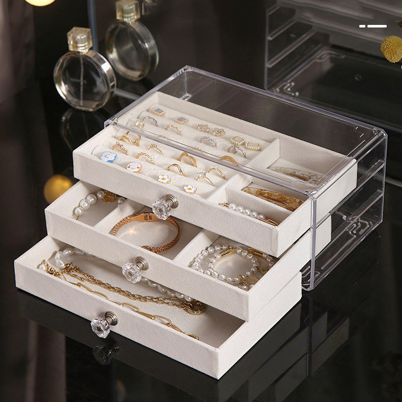 Boîte de rangement transparente pour bijoux (boucles d'oreilles, colliers)