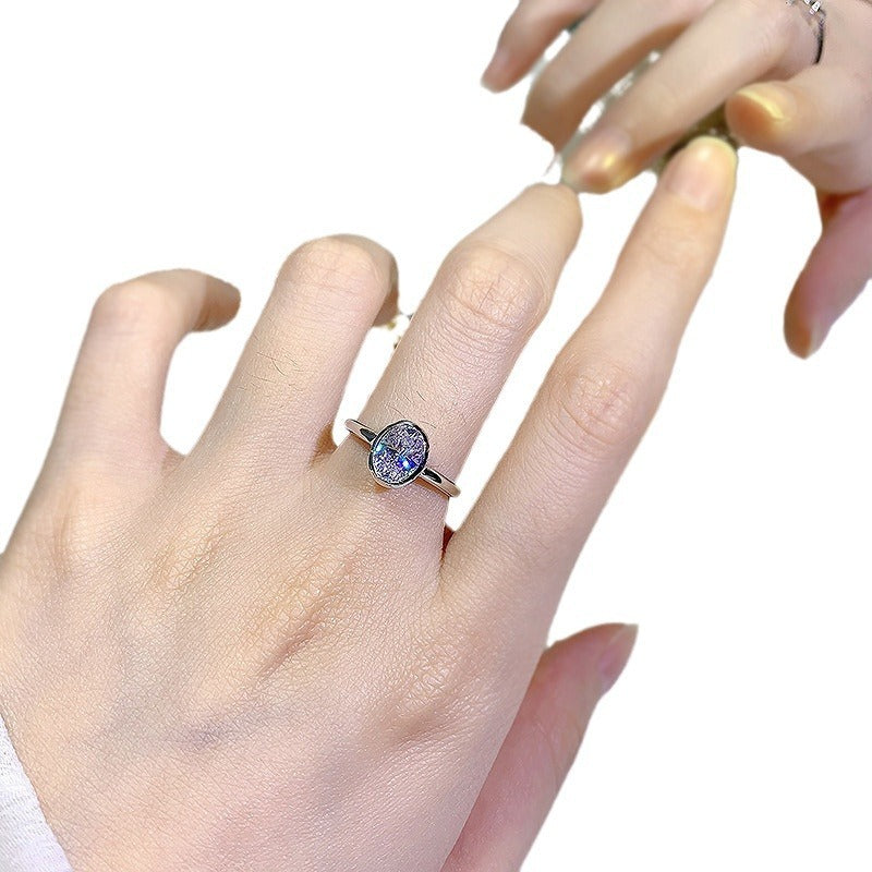 Bague de mariage pour femme avec diamant blanc ovale, taille fleur de givre