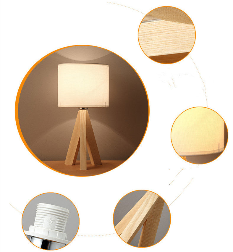Lampe de table LED moderne minimaliste en bois pour chevet, protection des yeux