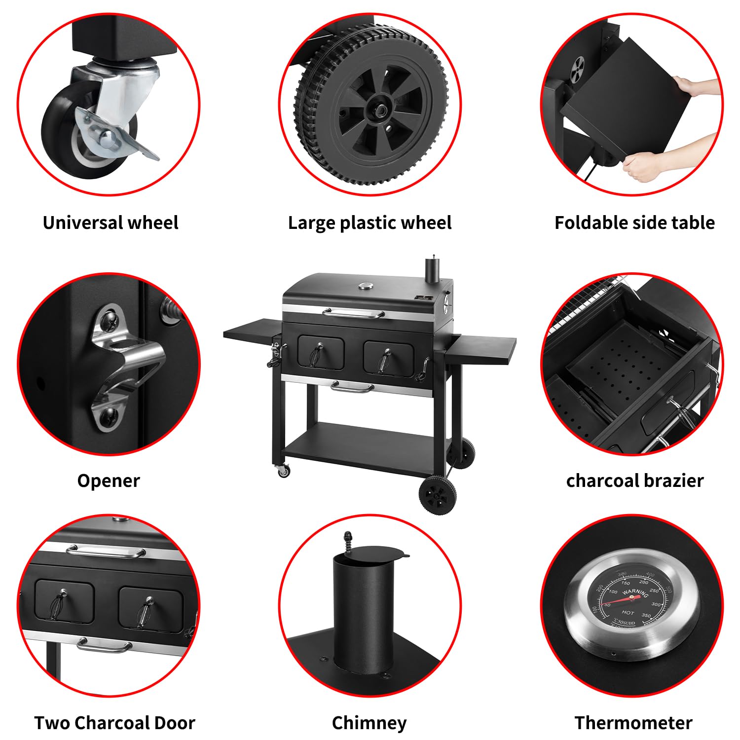 Charcoal Barbecue Outdoor Grill Foldable