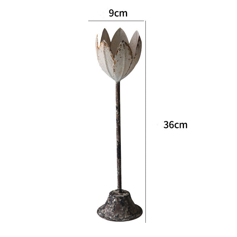 American Retro Solid Wood Wrought Iron Candle Holder Ornaments