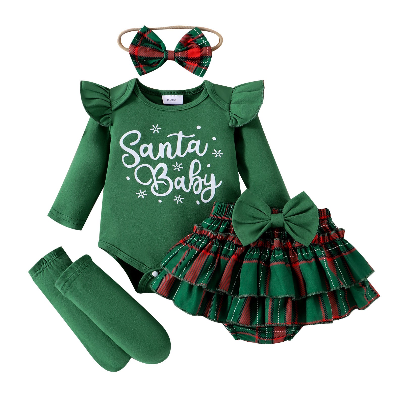 Autumn And Winter Infant Sunken Stripe Long Sleeve Letter Printed Two-piece Suit