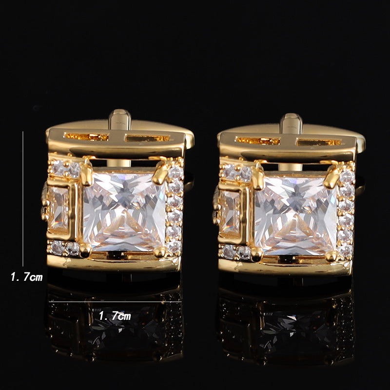 Tough Square Diamond Men's Cufflinks Light Luxury