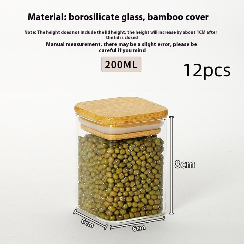 Bocal de cuisine pour le stockage des aliments Récipients ronds en verre borosilicate de haute qualité avec couvercle en bambou