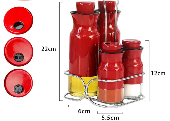 Glass Oil Bottle Stainless Steel Color Kitchen Seasoning Bottle