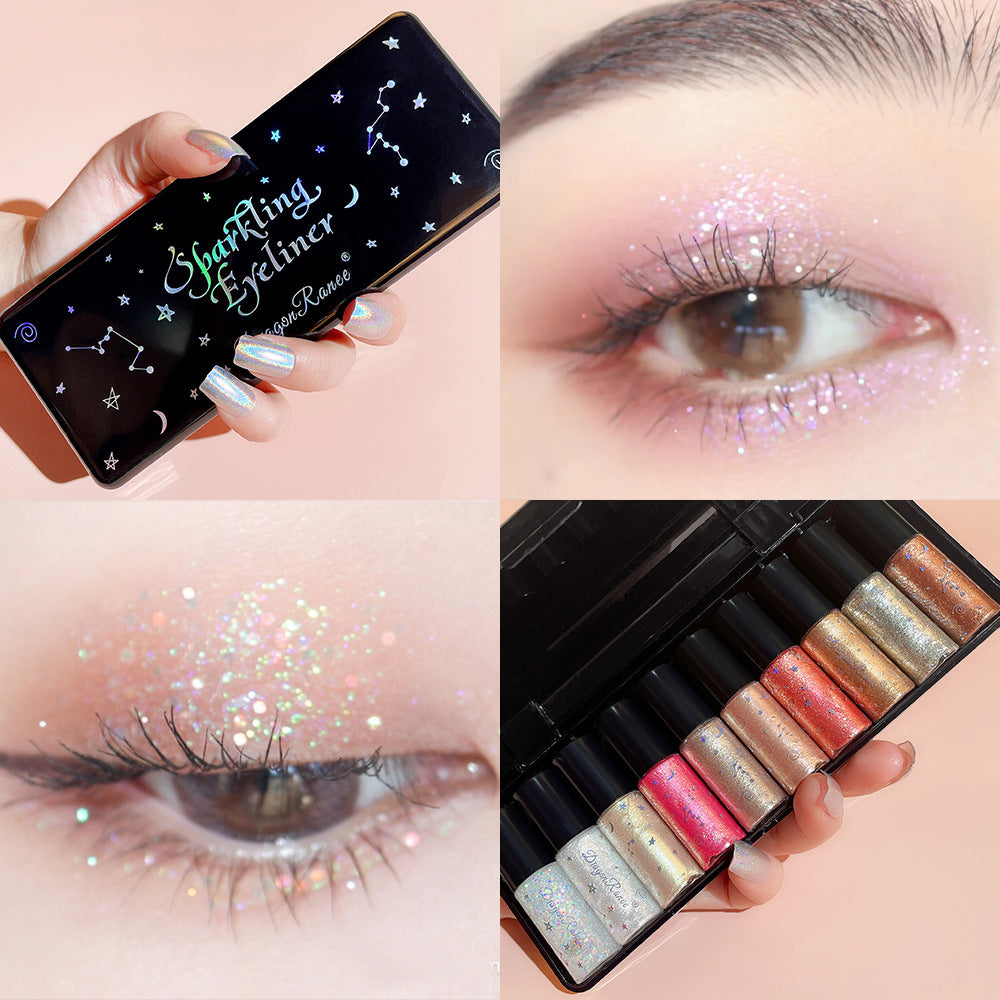 Makeup 10pcs Liquid Eyeliner Set Shiny Silkworm High Gloss