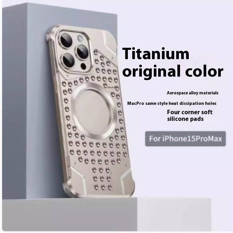 Borderless Aluminum Alloy Phone Case With Hollow Heat Dissipation And Magnetic Suction