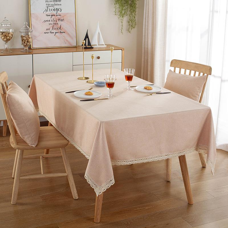 Nappe en Lin et Dentelle Adaptée aux Tables à Manger Rectangulaires