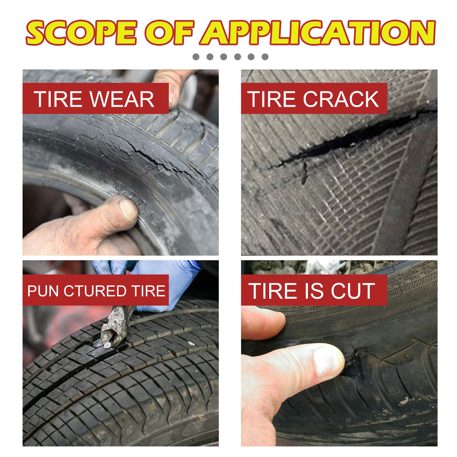 Colle de réparation de fissures pour pneus de voiture, Adhésif d'étanchéité et d'entretien