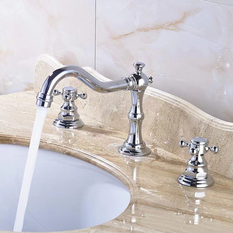 Retro Bathroom Double Handle Split Three-hole Faucet