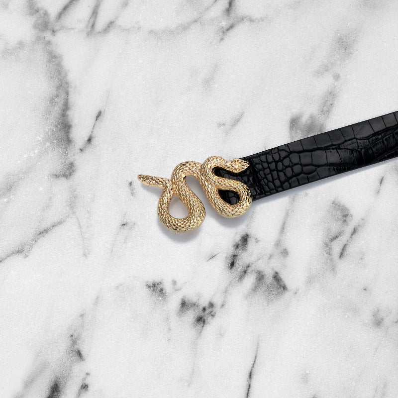 European And American Style Snake-shaped Buckle Belt Women