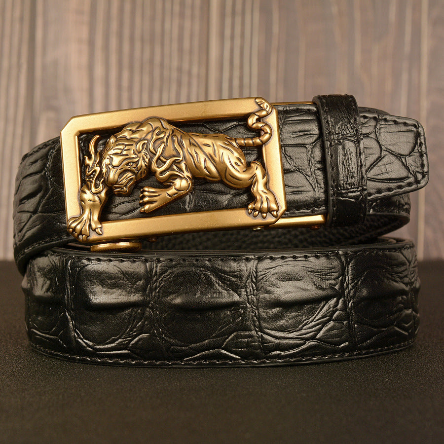 Ceinture en cuir double pour homme avec boucle automatique