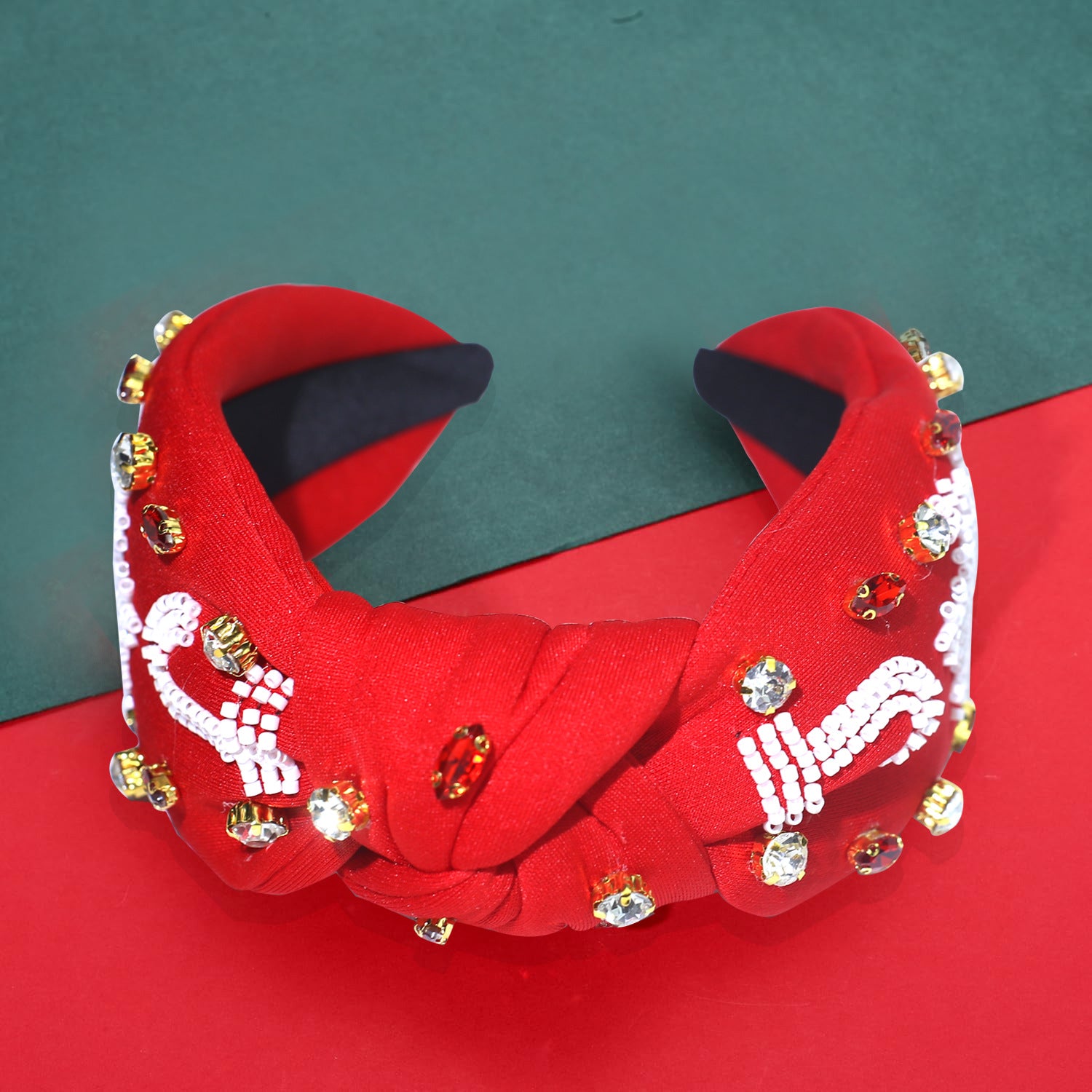 Serre-tête de Noël flocon de neige, strass, perles nouées, bandeau large, accessoires pour cheveux