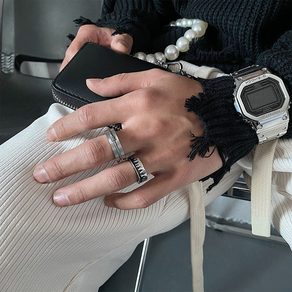 Titanium Steel Colorless Simple Hip Hop Ring