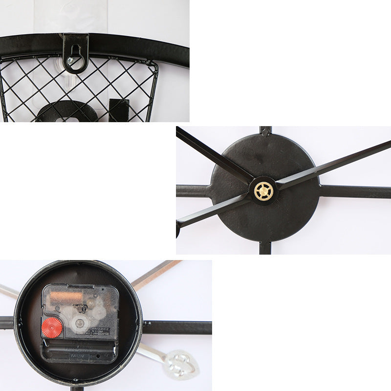 Iron American Style Retro Living Room Clock Round