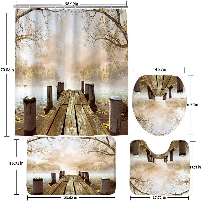 Bathroom Shower Curtain Punch-free Toilet Partition Curtain