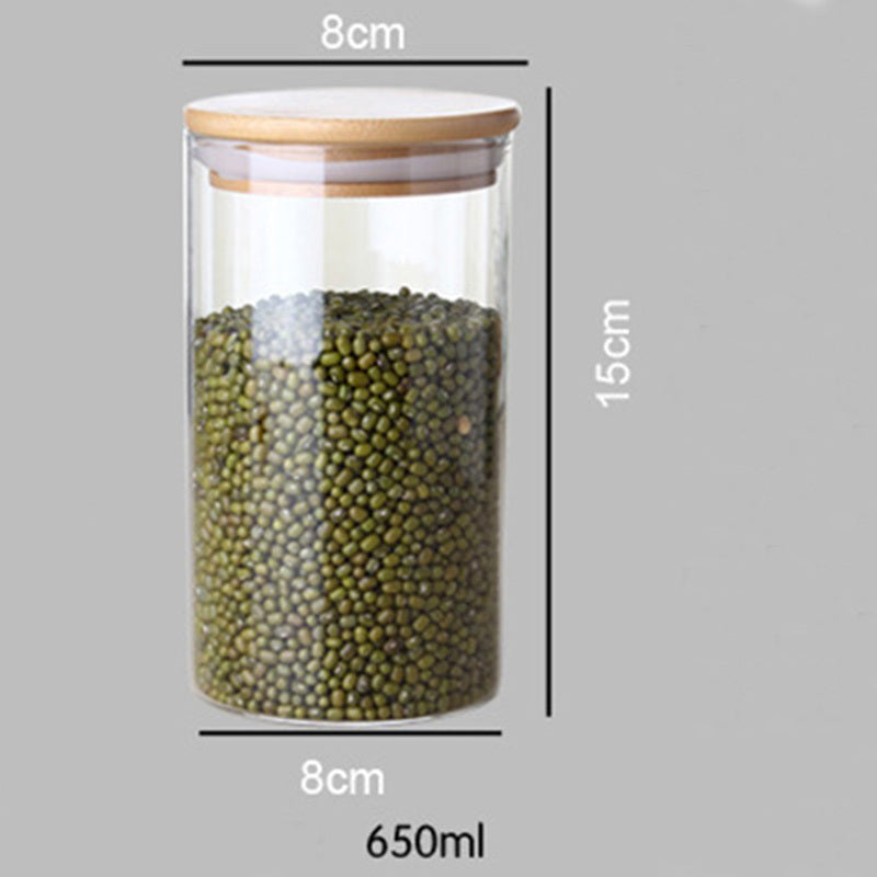 Glass Storage Jar With Bamboo Lid For Storing Tea