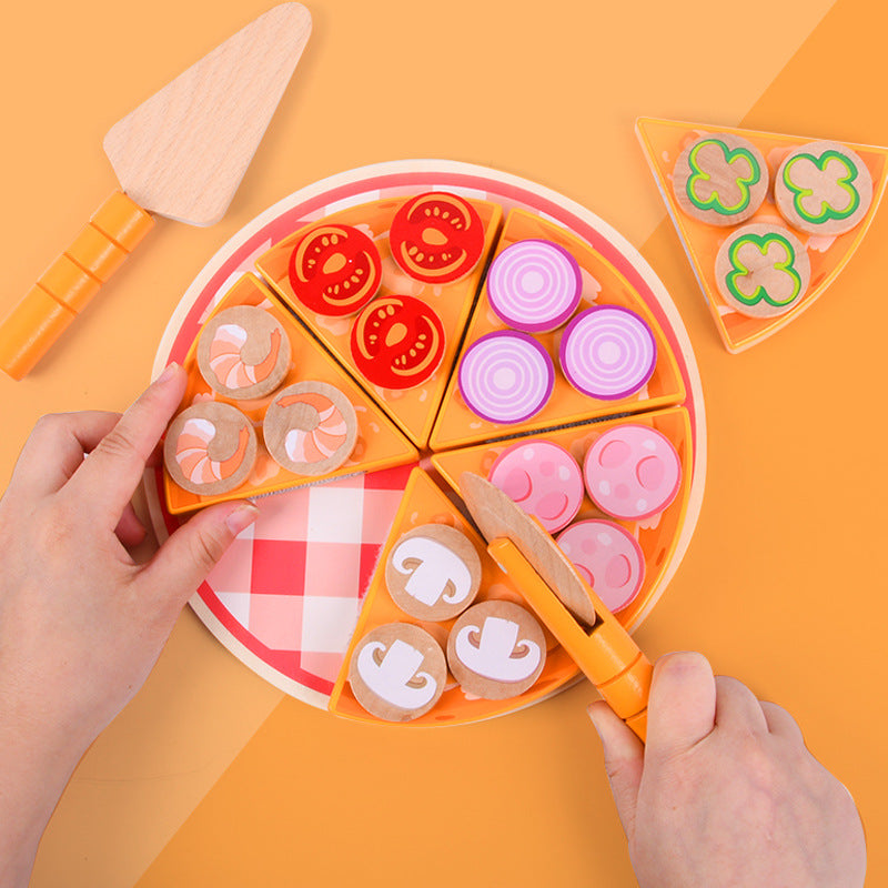 Maison de jeu en bois, combinaison de jouets, simulation de pizza aux légumes