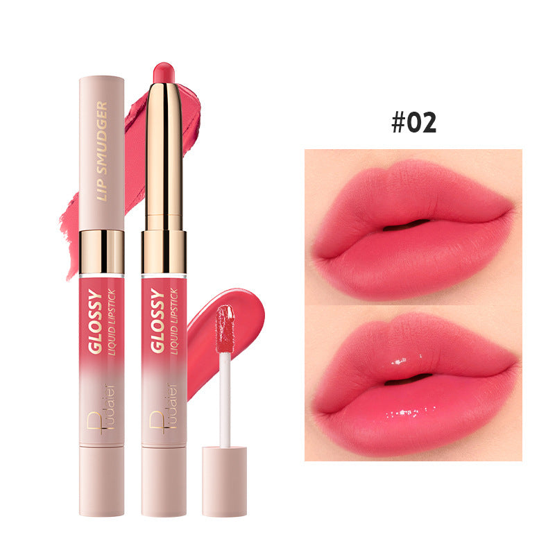Brillant à lèvres mat 10 couleurs, double-tête, rouge bouche