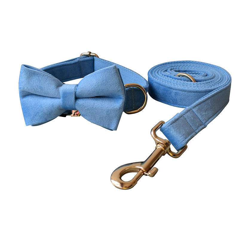 Collier pour chien en velours bleu Laisse pour chien Collier pour animaux de compagnie