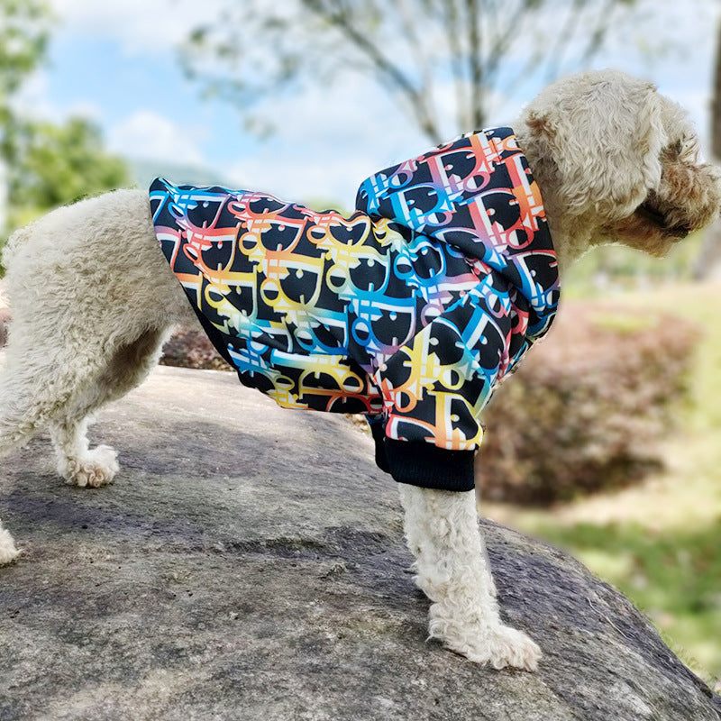 Sweat à capuche pour animaux de compagnie avec imprimé lettre colorée