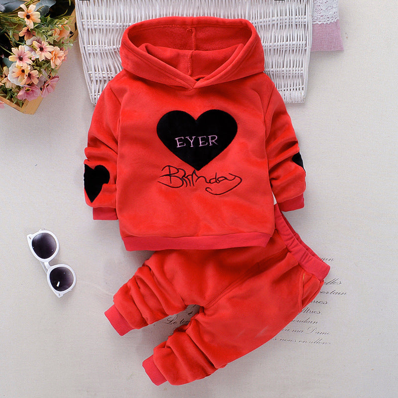 Love Letter Double-faced Velvet Plus Velvet Thick Hooded Sweater