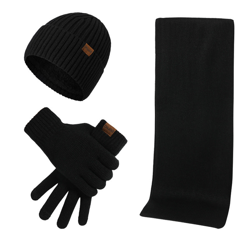 Ensemble Bonnet Tricoté Thermique, Écharpe et Gants Trois Pièces