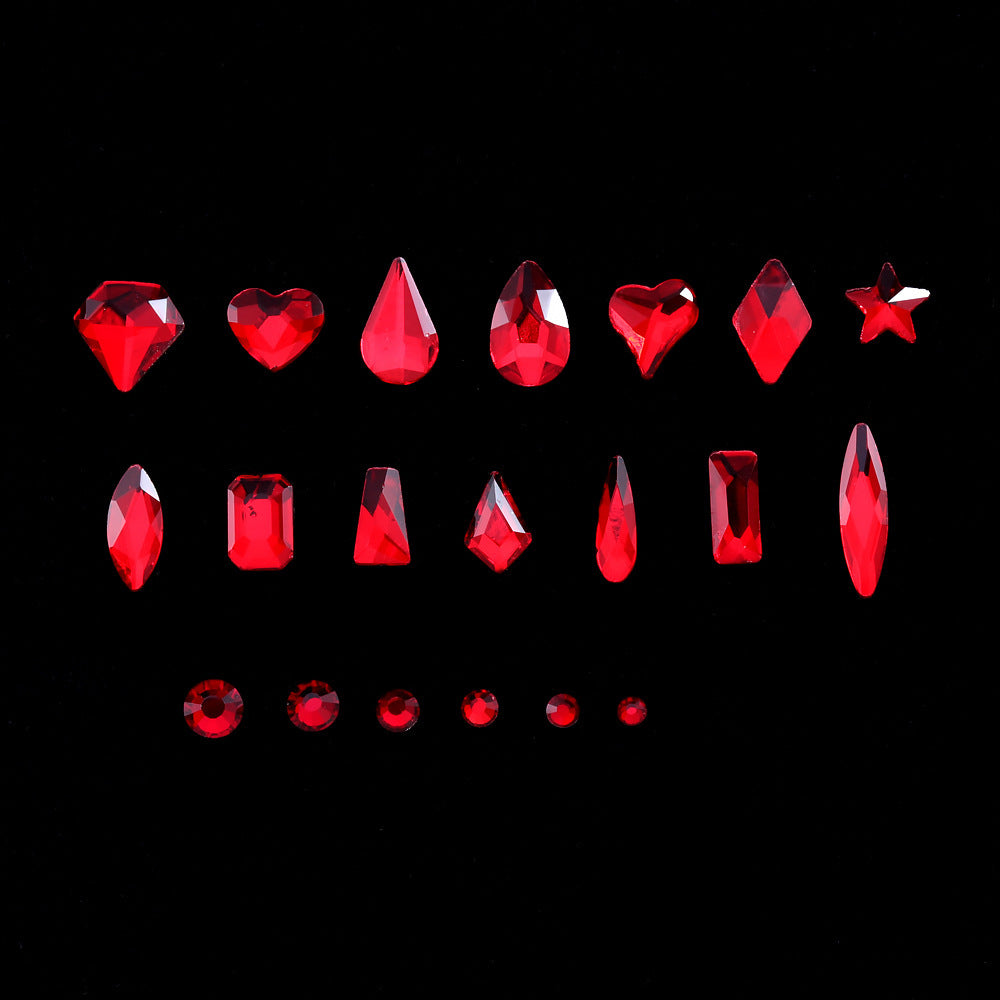 Ensemble de bijoux de 21 grilles, strass en verre à fond plat pour nail art