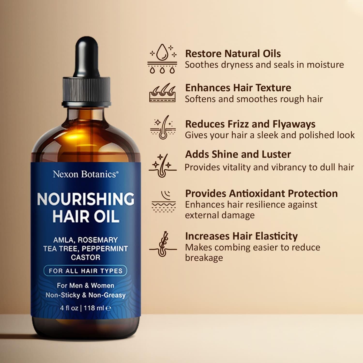 Huile nourrissante pour la croissance des cheveux, 120 ml