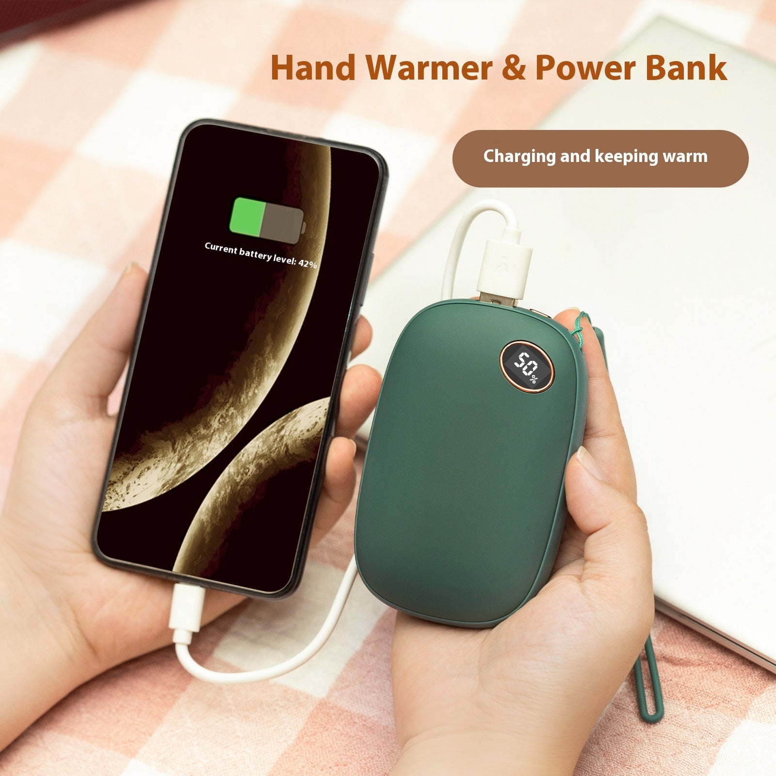 Chauffe-mains USB mini à grande capacité, chauffe rapidement, recharge deux-en-un