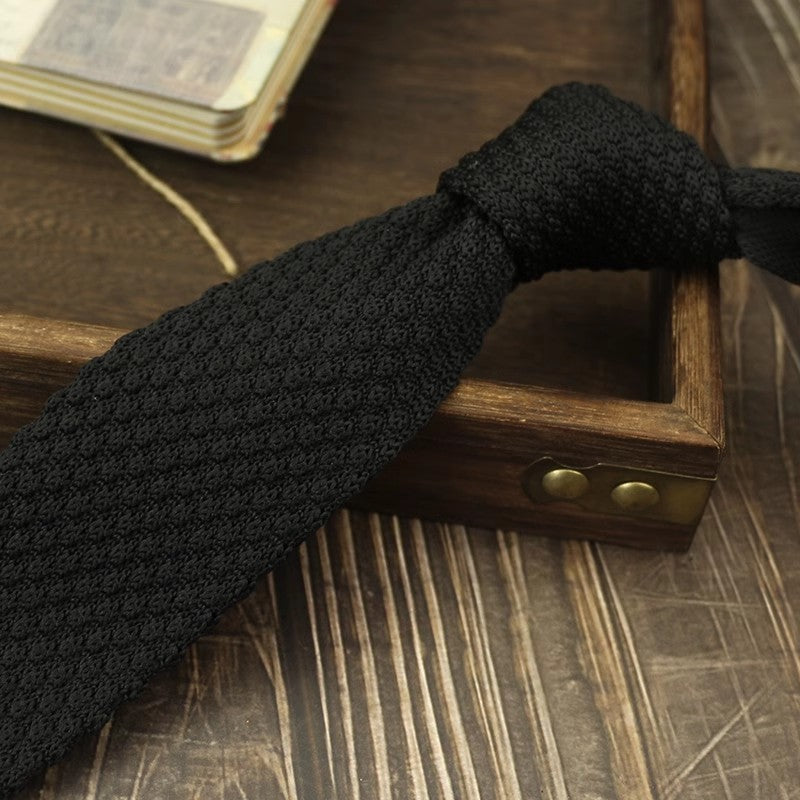 Cravate Tricotée Fine en Laine Style Universitaire pour Hommes et Femmes
