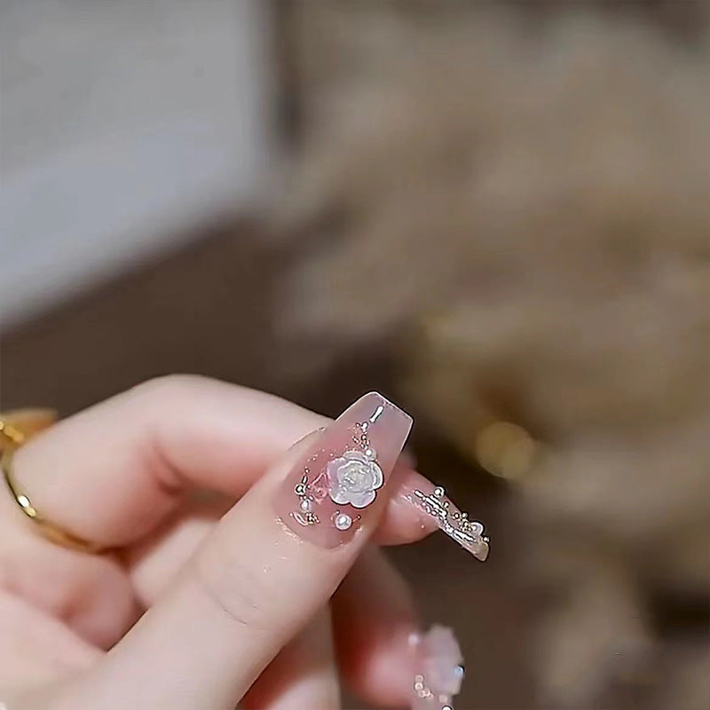 Nouvel ongle de glace fait main à travers la camélia portable