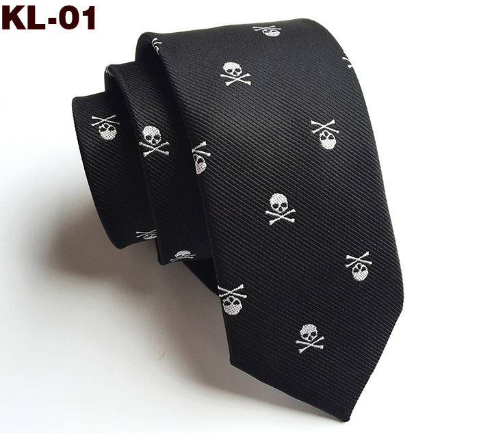New 6cm Narrow Version Skull Head Halloween Tie