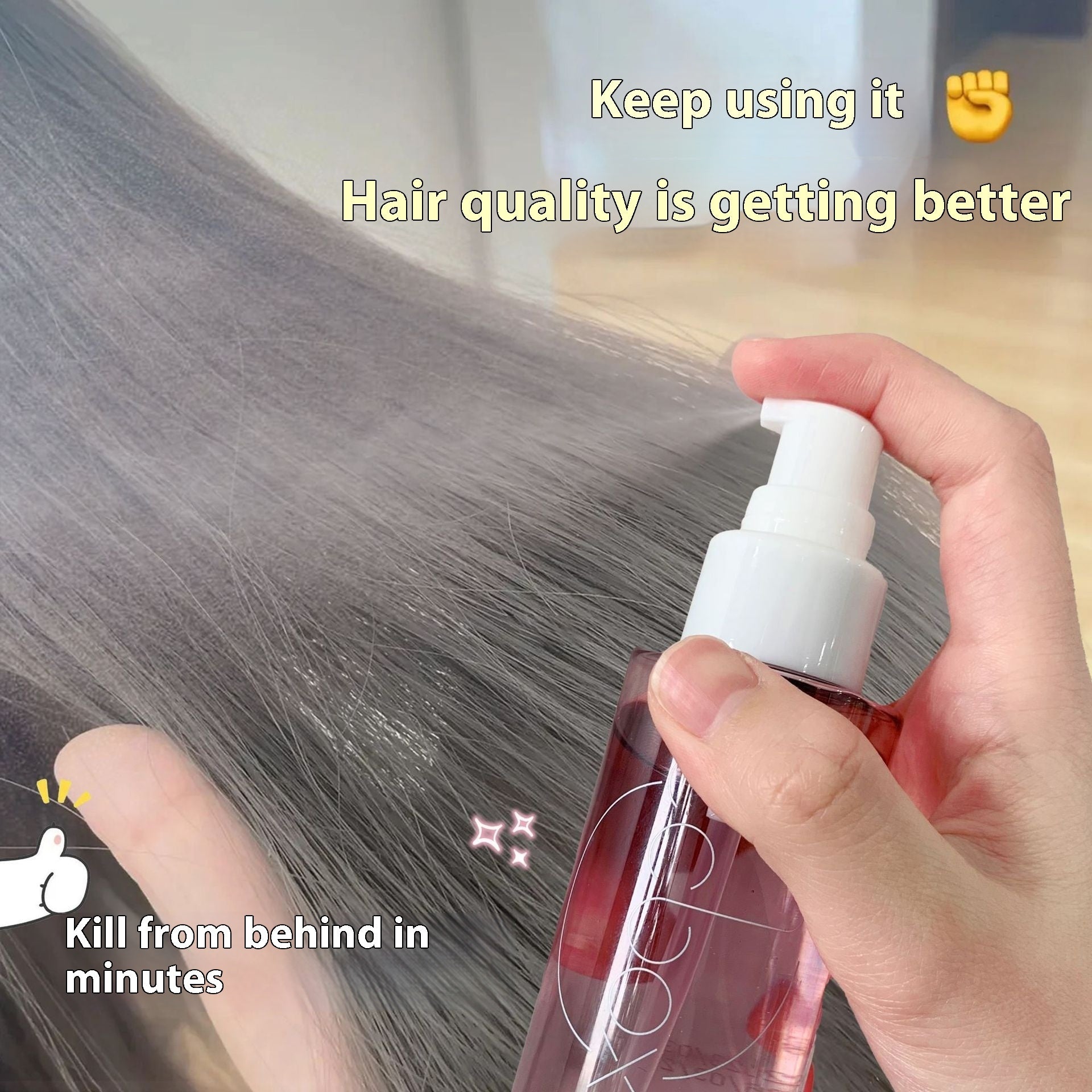 Huile essentielle nourrissante et sans rinçage pour cheveux secs, frisottis, réparatrice éclaircissante et parfumée.