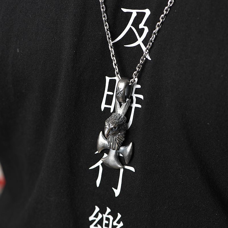 Pendentif Homme Aigle Croix Vintage en Argent Thaïlandais