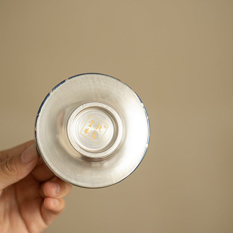 Maître Tasse à Thé en Porcelaine Faite à la Main, Plaqué Argent
