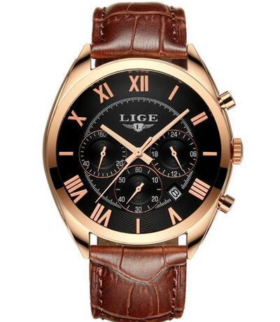 Montre Homme Grande Marque Luxe Étanche Date Quartz Cuir Sport Chronographe