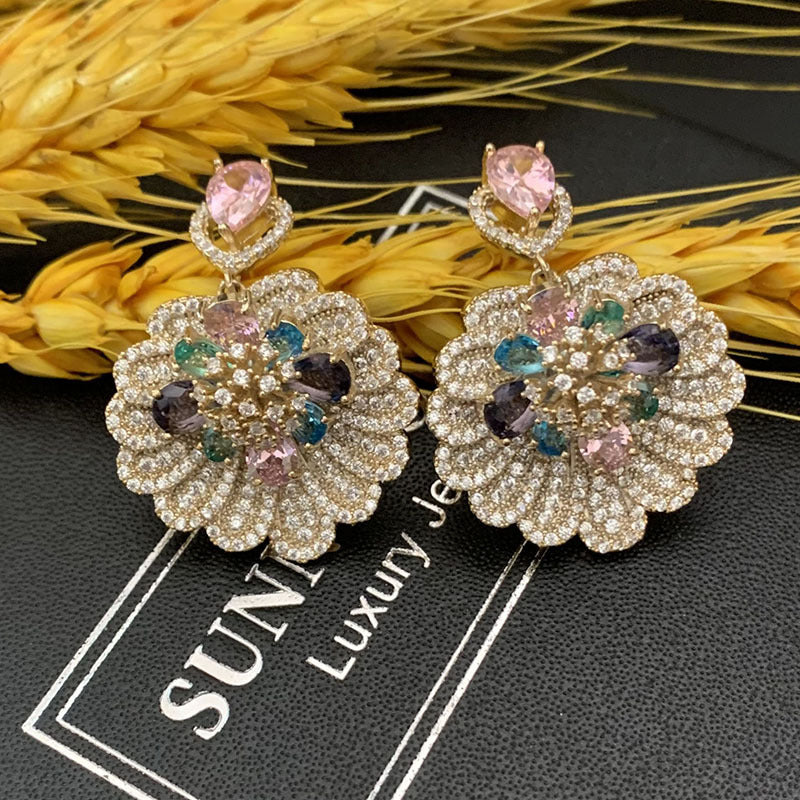 Colorful Flower Earrings Are Super Flashing And Exaggerated